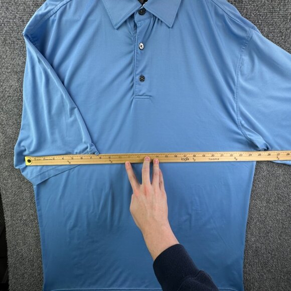 Footjoy FJ Polo Men Large Shirt Short Sleeve Solid Blue Blank Stretch Golfing - Picture 4 of 16